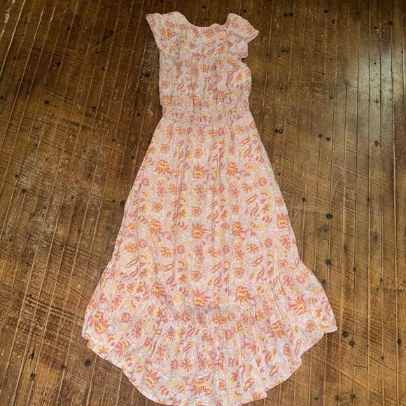 Lucky Brand flowy boho peasant high low smocked button down dress - Picture 4 of 4